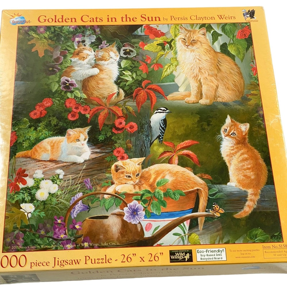 SunsOut Golden Cats In The Sun 1000‎ Pieces Puzzle NEW